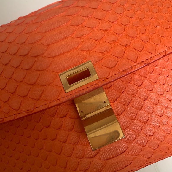 Authentic Celine box bag in bright orange python - Picture 5 of 8